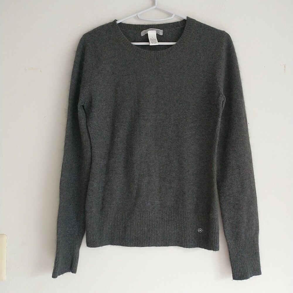 Newton Buying Company Sweater Pullover Womens L/S*Gray Lambswool Angora Luxury